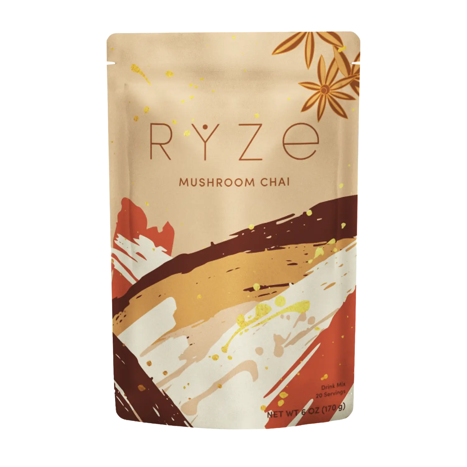 RYZE Mushroom Chai — Organic Instant Chai with Reishi & Organic Black Tea, 20 Servings P0