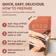 RYZE Mushroom Chicory — Organic Instant Chicory with Shitake & Lions mane, 30 Servings V0