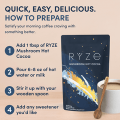 RYZE Mushroom Hot Cocoa — Organic Instant Cocoa with L-Theanine & Melatonin, 20 Servings P3