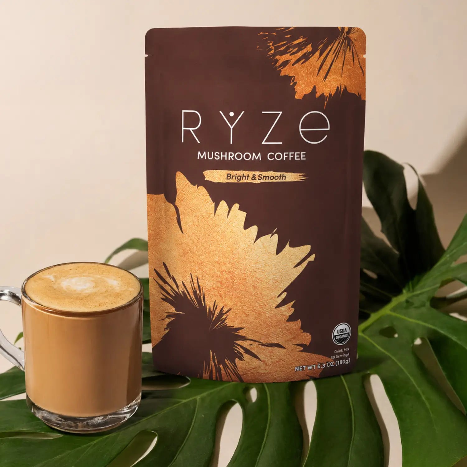 RYZE Mushroom Coffee — Organic Instant Coffee with Cordyceps & Reishi, 30 Servings Z5