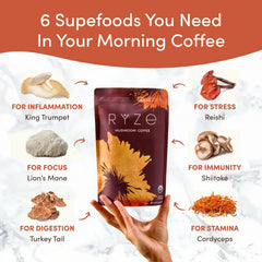 RYZE Mushroom Coffee — Organic Instant Coffee with Cordyceps & Reishi, 30 Servings Z5