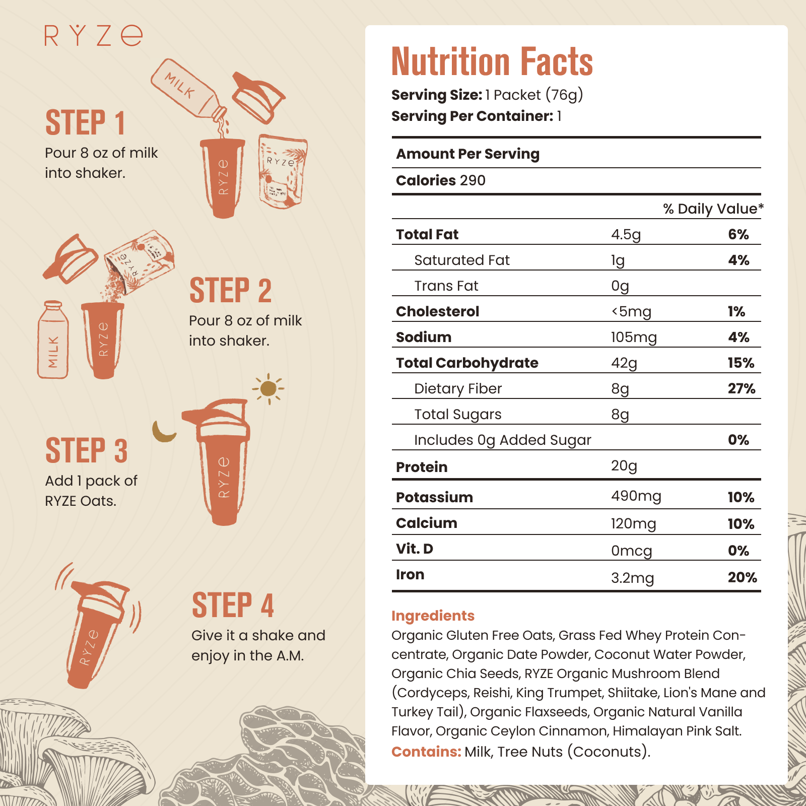 Mushroom Overnight Oats Pack (14 Servings) R2