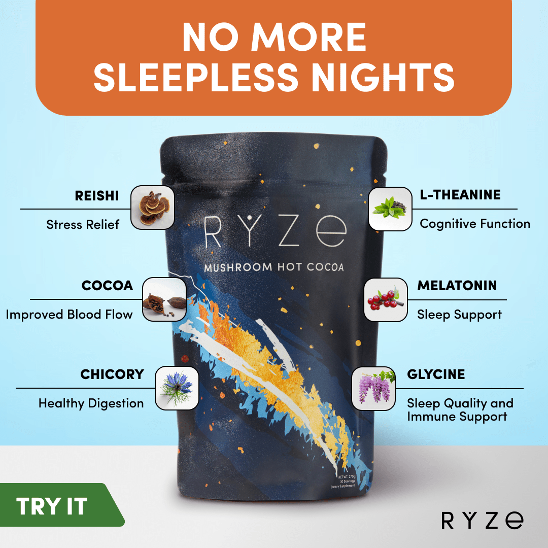 RYZE Hot Cocoa - with 6 Sleep Superfoods to Help Fall Asleep and Stay Asleep Q7