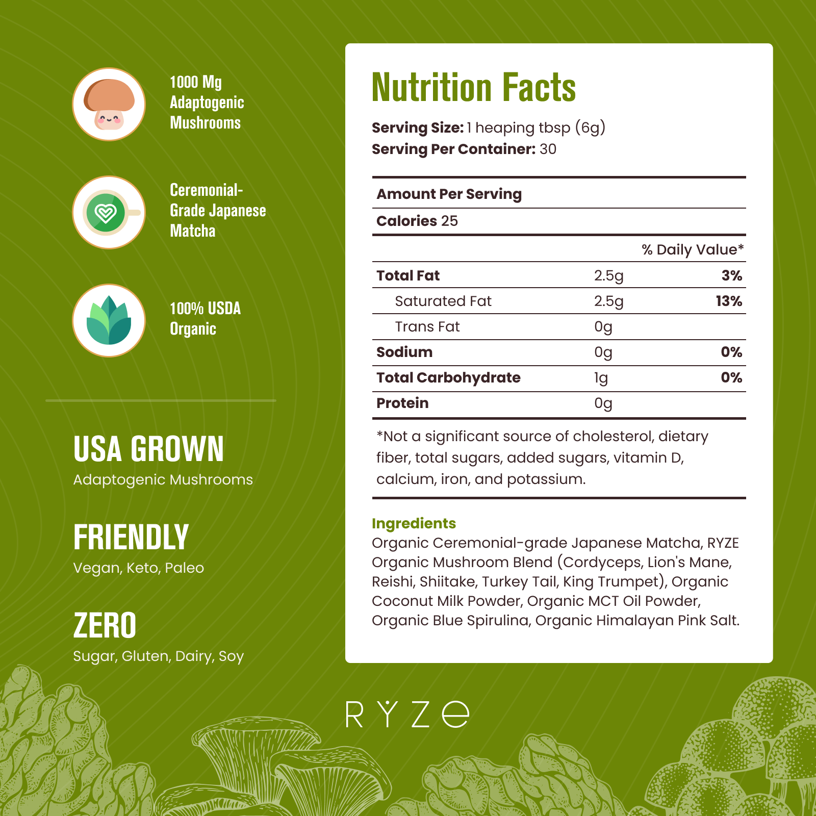 RYZE Organic Mushroom Matcha Starter Kit (60 servings) H3